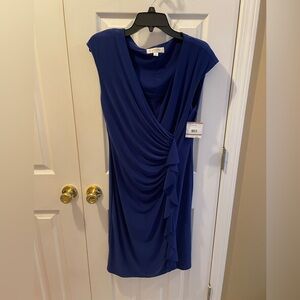 Kasper Royal Blue Draped Midi Dress
